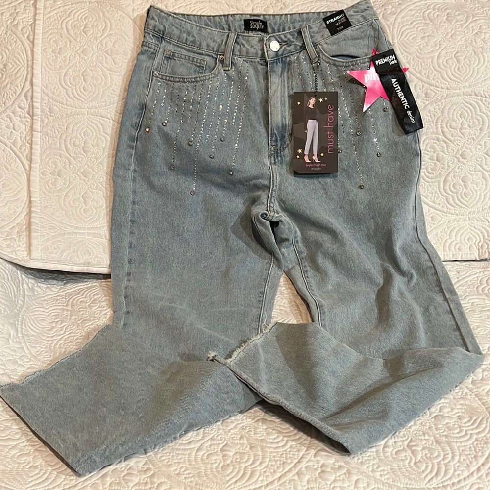 Simple Society straight super high rise jeans, size 7/28, NWT